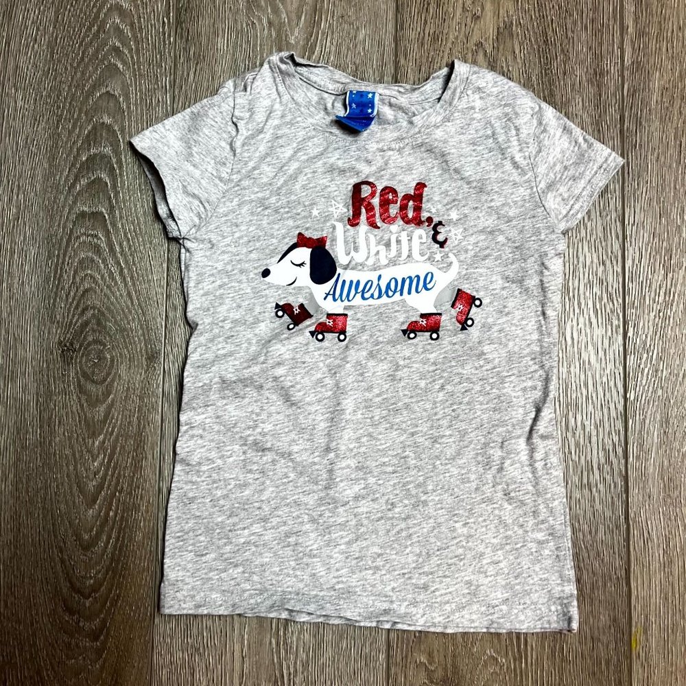 July 4th Red‎ White Awesome Doggy t-shirt Size 6